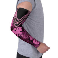 Pink Hawaii Kukui Nut Lei Arm Sleeves Hawaiian Pattern Monstera Tropical Vibes LT14 - Polynesian Pride