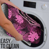Pink Hawaii Kukui Nut Lei Bathroom Set Hawaiian Pattern Monstera Tropical Vibes - Polynesian Pride