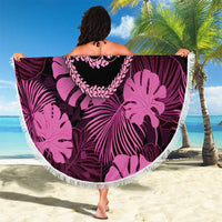 Pink Hawaii Kukui Nut Lei Beach Blanket Hawaiian Pattern Monstera Tropical Vibes - Polynesian Pride