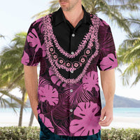 Pink Hawaii Kukui Nut Lei Hawaiian Shirt Hawaiian Pattern Monstera Tropical Vibes LT14 - Polynesian Pride