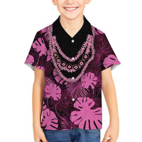 Pink Hawaii Kukui Nut Lei Hawaiian Shirt Hawaiian Pattern Monstera Tropical Vibes LT14 - Polynesian Pride