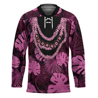 Pink Hawaii Kukui Nut Lei Hockey Jersey Hawaiian Pattern Monstera Tropical Vibes LT14 Unisex Pink - Polynesian Pride