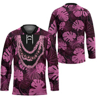 Pink Hawaii Kukui Nut Lei Hockey Jersey Hawaiian Pattern Monstera Tropical Vibes LT14 - Polynesian Pride