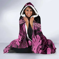Pink Hawaii Kukui Nut Lei Hooded Blanket Hawaiian Pattern Monstera Tropical Vibes LT14 - Polynesian Pride