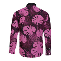 Pink Hawaii Kukui Nut Lei Long Sleeve Button Shirt Hawaiian Pattern Monstera Tropical Vibes LT14 - Polynesian Pride