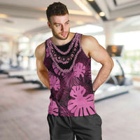 Pink Hawaii Kukui Nut Lei Men Tank Top Hawaiian Pattern Monstera Tropical Vibes LT14 Pink - Polynesian Pride