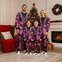 Pink Hawaii Kukui Nut Lei Christmas Pajama Set Hawaiian Pattern Monstera Tropical Vibes LT14 - Polynesian Pride