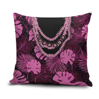 Pink Hawaii Kukui Nut Lei Pillow Cover Hawaiian Pattern Monstera Tropical Vibes - Polynesian Pride