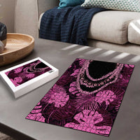 Pink Hawaii Kukui Nut Lei Puzzle Hawaiian Pattern Monstera Tropical Vibes LT14 - Polynesian Pride