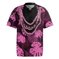Pink Hawaii Kukui Nut Lei Rugby Jersey Hawaiian Pattern Monstera Tropical Vibes LT14 Pink - Polynesian Pride