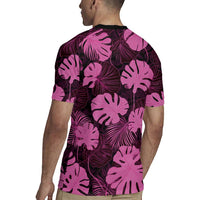 Pink Hawaii Kukui Nut Lei Rugby Jersey Hawaiian Pattern Monstera Tropical Vibes - Polynesian Pride