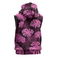 Pink Hawaii Kukui Nut Lei Sleeveless Zip Hoodie Hawaiian Pattern Monstera Tropical Vibes LT14 - Polynesian Pride