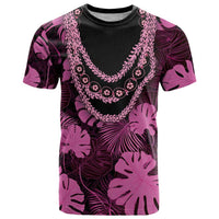 Pink Hawaii Kukui Nut Lei T Shirt Hawaiian Pattern Monstera Tropical Vibes LT14 Pink - Polynesian Pride