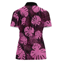 Pink Hawaii Kukui Nut Lei Women Polo Shirt Hawaiian Pattern Monstera Tropical Vibes LT14 - Polynesian Pride