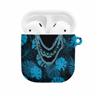 Blue Hawaii Kukui Nut Lei AirPods Case Hawaiian Pattern Monstera Tropical Vibes LT14 Blue - Polynesian Pride