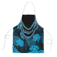 Blue Hawaii Kukui Nut Lei Apron Hawaiian Pattern Monstera Tropical Vibes LT14 Blue - Polynesian Pride