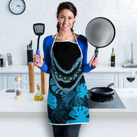 Blue Hawaii Kukui Nut Lei Apron Hawaiian Pattern Monstera Tropical Vibes LT14 - Polynesian Pride