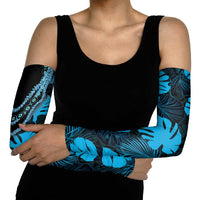 Blue Hawaii Kukui Nut Lei Arm Sleeves Hawaiian Pattern Monstera Tropical Vibes LT14 - Polynesian Pride