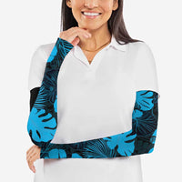 Blue Hawaii Kukui Nut Lei Arm Sleeves Hawaiian Pattern Monstera Tropical Vibes LT14 - Polynesian Pride