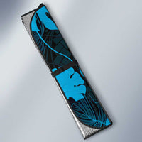 Blue Hawaii Kukui Nut Lei Auto Sun Shade Hawaiian Pattern Monstera Tropical Vibes - Polynesian Pride