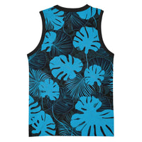 Blue Hawaii Kukui Nut Lei Basketball Jersey Hawaiian Pattern Monstera Tropical Vibes LT14 - Polynesian Pride