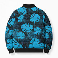 Blue Hawaii Kukui Nut Lei Bomber Puffer Jacket Hawaiian Pattern Monstera Tropical Vibes LT14 - Polynesian Pride