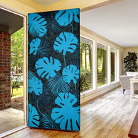 Blue Hawaii Kukui Nut Lei Door Cover Hawaiian Pattern Monstera Tropical Vibes - Polynesian Pride