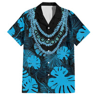 Blue Hawaii Kukui Nut Lei Family Matching Short Sleeve Bodycon Dress and Hawaiian Shirt Hawaiian Pattern Monstera Tropical Vibes - Polynesian Pride