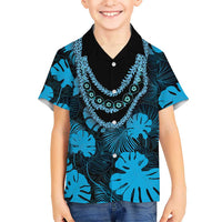 Blue Hawaii Kukui Nut Lei Family Matching Summer Maxi Dress and Hawaiian Shirt Hawaiian Pattern Monstera Tropical Vibes - Polynesian Pride