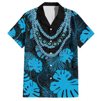 Blue Hawaii Kukui Nut Lei Hawaiian Shirt Hawaiian Pattern Monstera Tropical Vibes LT14 Blue - Polynesian Pride