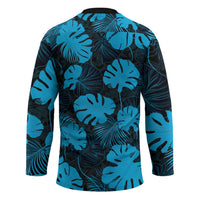 Blue Hawaii Kukui Nut Lei Hockey Jersey Hawaiian Pattern Monstera Tropical Vibes LT14 - Polynesian Pride