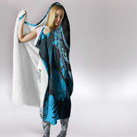Blue Hawaii Kukui Nut Lei Hooded Blanket Hawaiian Pattern Monstera Tropical Vibes LT14 - Polynesian Pride