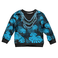 Blue Hawaii Kukui Nut Lei Kid Ugly Christmas Sweater Hawaiian Pattern Monstera Tropical Vibes LT14 Kid Blue - Polynesian Pride