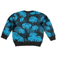 Blue Hawaii Kukui Nut Lei Kid Ugly Christmas Sweater Hawaiian Pattern Monstera Tropical Vibes LT14 - Polynesian Pride