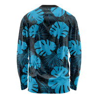 Blue Hawaii Kukui Nut Lei Long Sleeve Shirt Hawaiian Pattern Monstera Tropical Vibes LT14 - Polynesian Pride