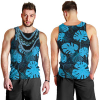 Blue Hawaii Kukui Nut Lei Men Tank Top Hawaiian Pattern Monstera Tropical Vibes LT14 - Polynesian Pride