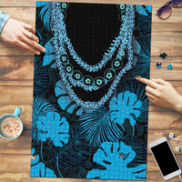 Blue Hawaii Kukui Nut Lei Puzzle Hawaiian Pattern Monstera Tropical Vibes LT14 Blue - Polynesian Pride