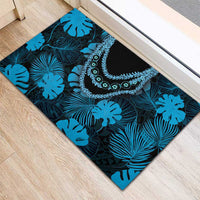 Blue Hawaii Kukui Nut Lei Rubber Doormat Hawaiian Pattern Monstera Tropical Vibes LT14 - Polynesian Pride