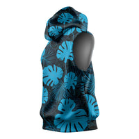 Blue Hawaii Kukui Nut Lei Sleeveless Hoodie Hawaiian Pattern Monstera Tropical Vibes LT14 - Polynesian Pride
