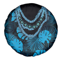 Blue Hawaii Kukui Nut Lei Spare Tire Cover Hawaiian Pattern Monstera Tropical Vibes - Polynesian Pride