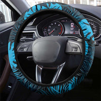 Blue Hawaii Kukui Nut Lei Steering Wheel Cover Hawaiian Pattern Monstera Tropical Vibes - Polynesian Pride