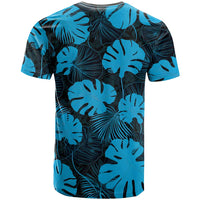 Blue Hawaii Kukui Nut Lei T Shirt Hawaiian Pattern Monstera Tropical Vibes LT14 - Polynesian Pride