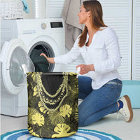 Yellow Hawaii Kukui Nut Lei Laundry Basket Hawaiian Pattern Monstera Tropical Vibes LT14 - Polynesian Pride
