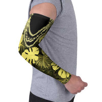 Yellow Hawaii Kukui Nut Lei Arm Sleeves Hawaiian Pattern Monstera Tropical Vibes LT14 - Polynesian Pride