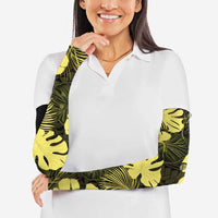 Yellow Hawaii Kukui Nut Lei Arm Sleeves Hawaiian Pattern Monstera Tropical Vibes LT14 - Polynesian Pride