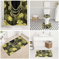 Yellow Hawaii Kukui Nut Lei Bathroom Set Hawaiian Pattern Monstera Tropical Vibes - Polynesian Pride