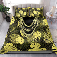 Yellow Hawaii Kukui Nut Lei Bedding Set Hawaiian Pattern Monstera Tropical Vibes - Polynesian Pride