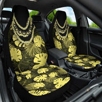 Yellow Hawaii Kukui Nut Lei Car Seat Cover Hawaiian Pattern Monstera Tropical Vibes - Polynesian Pride