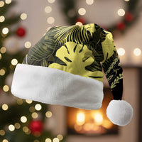 Yellow Hawaii Kukui Nut Lei Christmas Santa Hat Hawaiian Pattern Monstera Tropical Vibes - Polynesian Pride