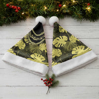 Yellow Hawaii Kukui Nut Lei Christmas Santa Hat Hawaiian Pattern Monstera Tropical Vibes - Polynesian Pride